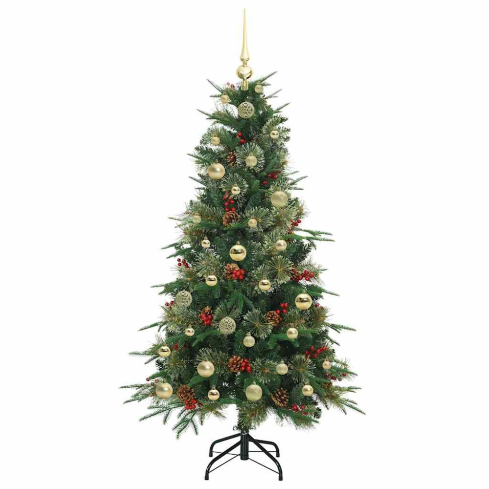 Produktbild för Plast Hingad Julgran med 150 LED-lampor Grön 150 cm PE och PVC