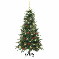Produktbild för Plast Hingad Julgran med 150 LED-lampor Grön 150 cm PE och PVC