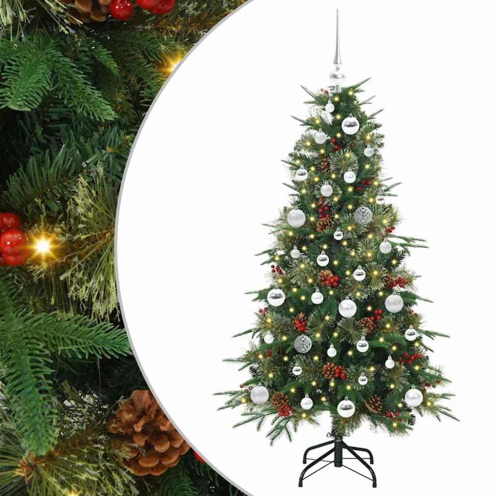 Produktbild för Plast Hingad Julgran med 150 LED-lampor Grön 150 cm PE och PVC