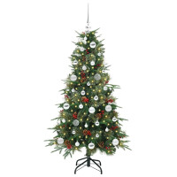 Produktbild för Plast Hingad Julgran med 150 LED-lampor Grön 150 cm PE och PVC