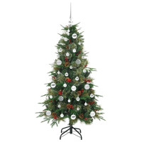 Produktbild för Plast Hingad Julgran med 150 LED-lampor Grön 150 cm PE och PVC