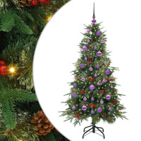 Produktbild för Plast Hingad Julgran med 150 LED-lampor Grön 150 cm PE och PVC