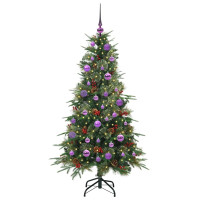 Produktbild för Plast Hingad Julgran med 150 LED-lampor Grön 150 cm PE och PVC