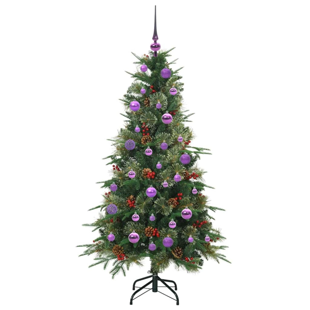 Produktbild för Plast Hingad Julgran med 150 LED-lampor Grön 150 cm PE och PVC