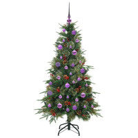 Produktbild för Plast Hingad Julgran med 150 LED-lampor Grön 150 cm PE och PVC