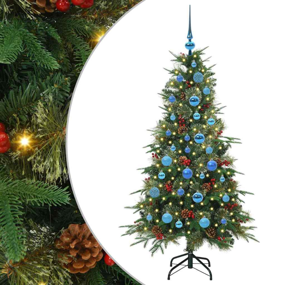 Produktbild för Plast Hingad Julgran med 150 LED-lampor Grön 150 cm PE och PVC