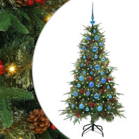 Produktbild för Plast Hingad Julgran med 150 LED-lampor Grön 150 cm PE och PVC