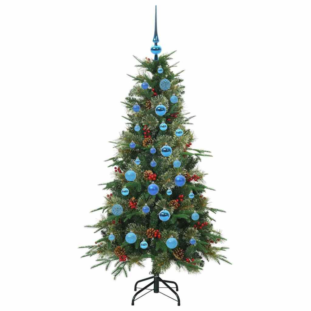 Produktbild för Plast Hingad Julgran med 150 LED-lampor Grön 150 cm PE och PVC