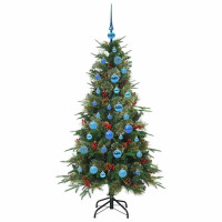 Produktbild för Plast Hingad Julgran med 150 LED-lampor Grön 150 cm PE och PVC