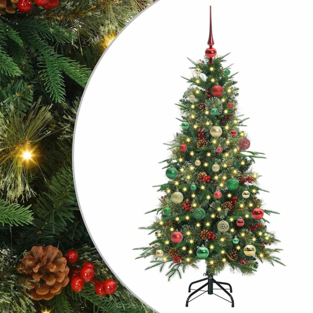 Produktbild för Plast Hingad Julgran med 150 LED-lampor Grön 150 cm PE och PVC