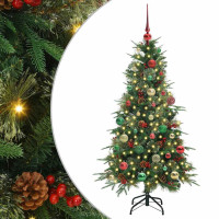 Produktbild för Plast Hingad Julgran med 150 LED-lampor Grön 150 cm PE och PVC