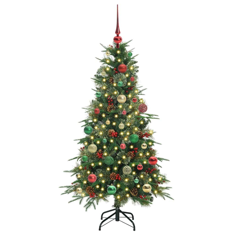 Produktbild för Plast Hingad Julgran med 150 LED-lampor Grön 150 cm PE och PVC