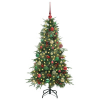 Produktbild för Plast Hingad Julgran med 150 LED-lampor Grön 150 cm PE och PVC