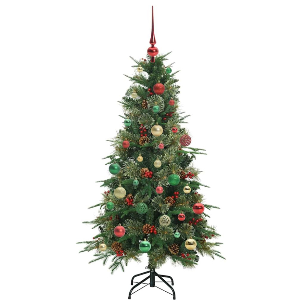 Produktbild för Plast Hingad Julgran med 150 LED-lampor Grön 150 cm PE och PVC