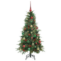 Produktbild för Plast Hingad Julgran med 150 LED-lampor Grön 150 cm PE och PVC