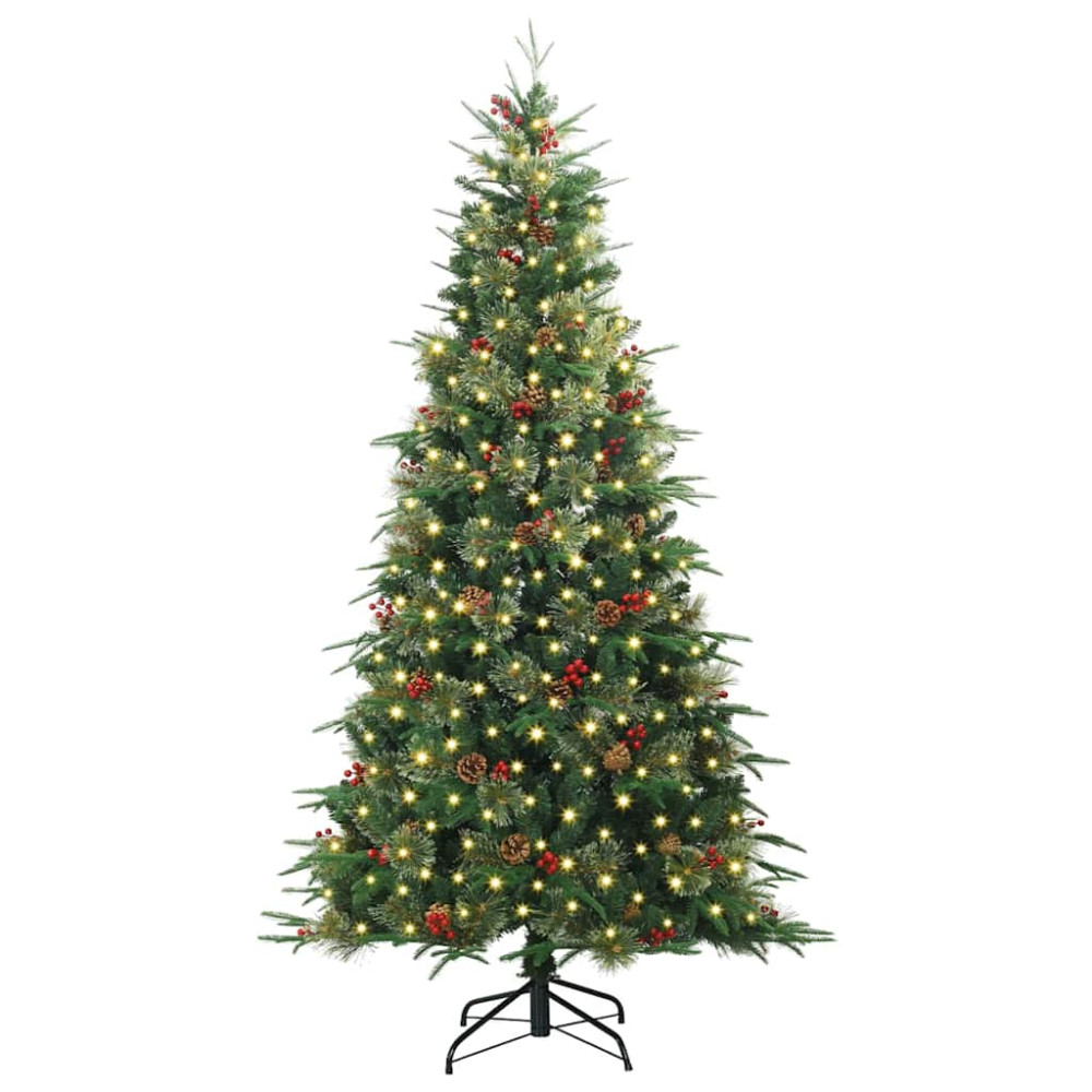 Produktbild för Plast Hingad Julgran med 300 LED-lampor Grön 180 cm PE och PVC