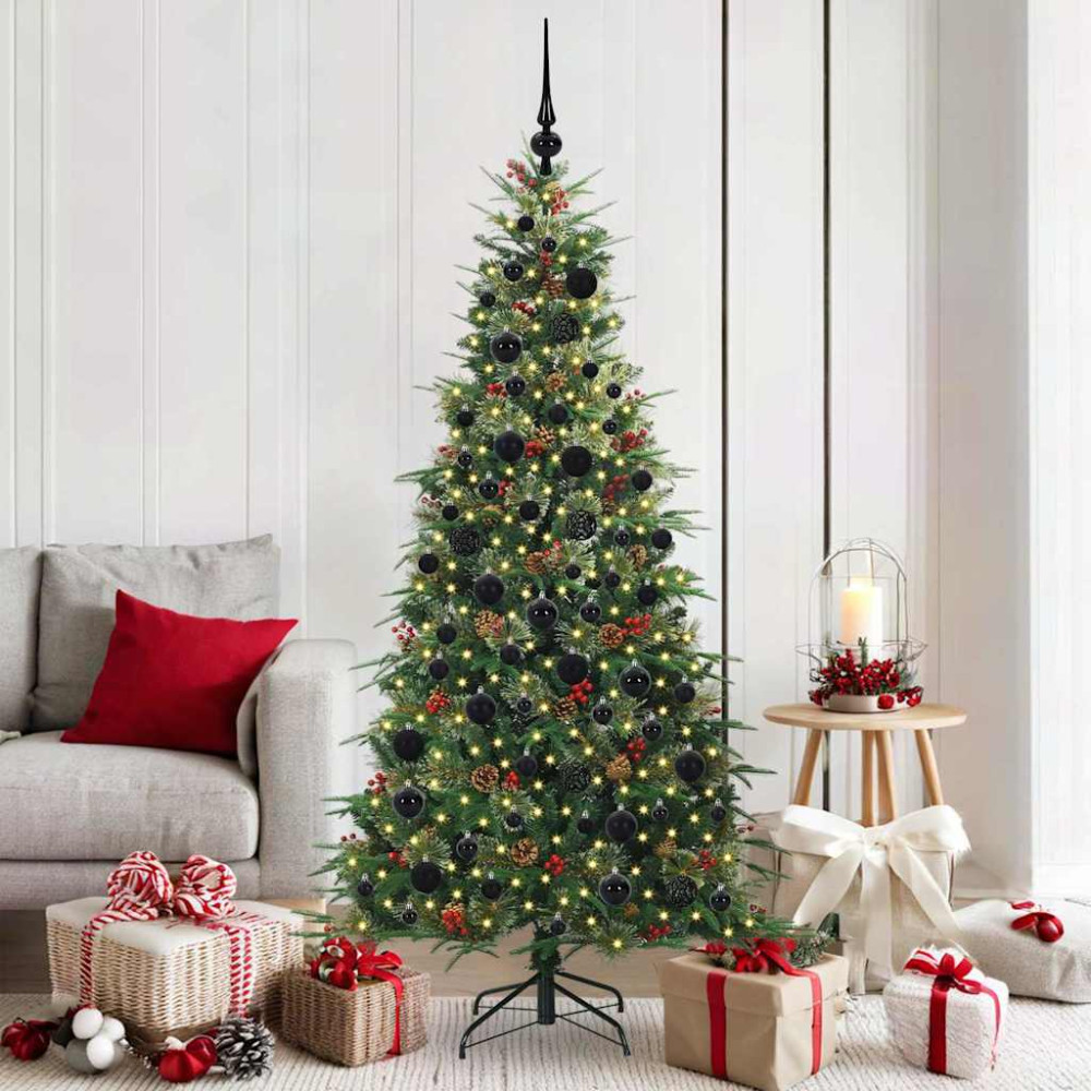 Produktbild för Plast Hingad Julgran med 300 LED-lampor Grön 180 cm PE och PVC