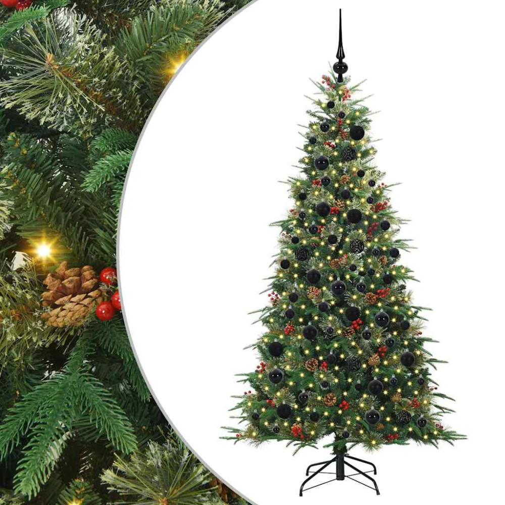 Produktbild för Plast Hingad Julgran med 300 LED-lampor Grön 180 cm PE och PVC