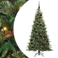 Produktbild för Plast Hingad Julgran med 300 LED-lampor Grön 180 cm PE och PVC