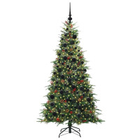 Produktbild för Plast Hingad Julgran med 300 LED-lampor Grön 180 cm PE och PVC
