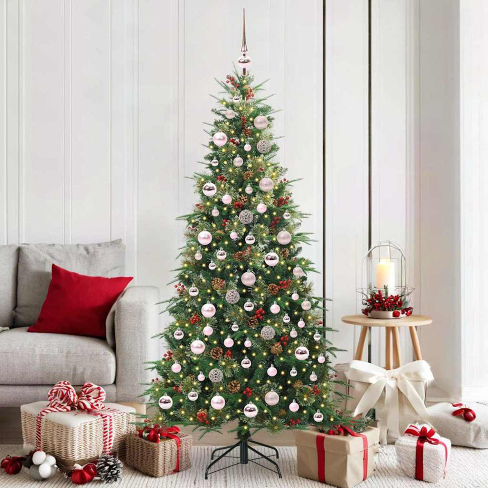 Produktbild för Plast Hingad Julgran med 300 LED-lampor Grön 180 cm PE och PVC