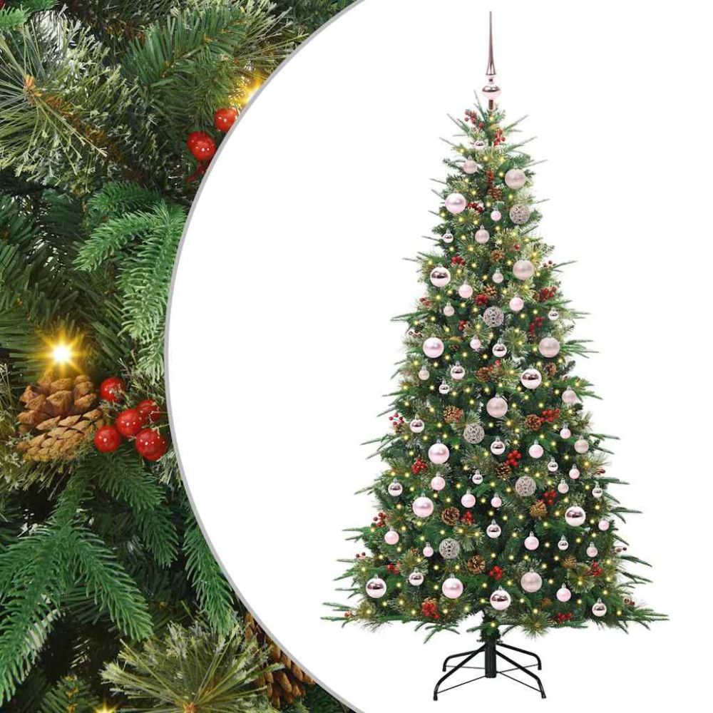 Produktbild för Plast Hingad Julgran med 300 LED-lampor Grön 180 cm PE och PVC