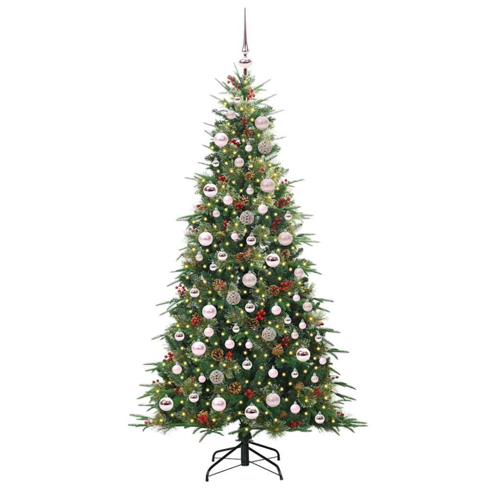 Produktbild för Plast Hingad Julgran med 300 LED-lampor Grön 180 cm PE och PVC