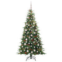 Produktbild för Plast Hingad Julgran med 300 LED-lampor Grön 180 cm PE och PVC