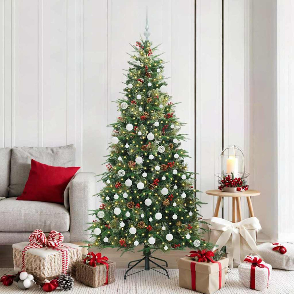 Produktbild för Plast Hingad Julgran med 300 LED-lampor Grön 180 cm PE och PVC