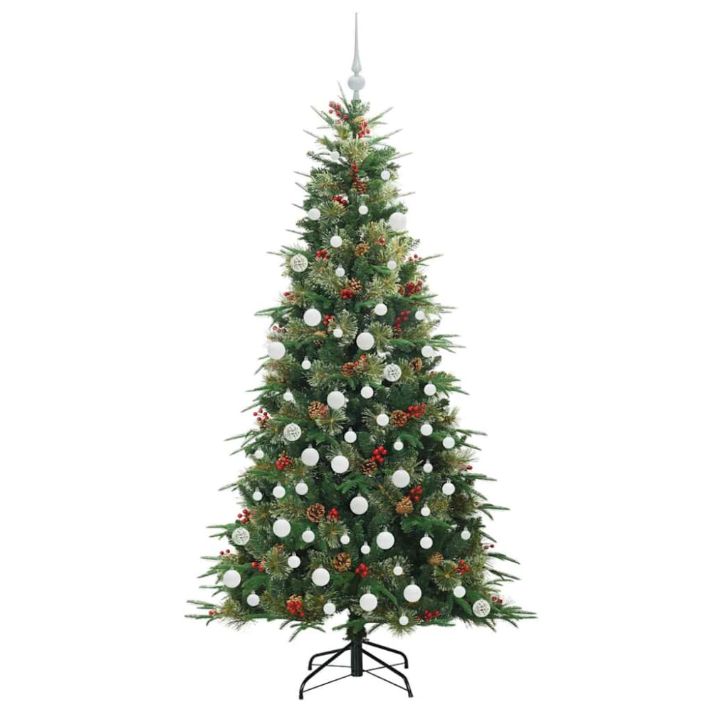 Produktbild för Plast Hingad Julgran med 300 LED-lampor Grön 180 cm PE och PVC
