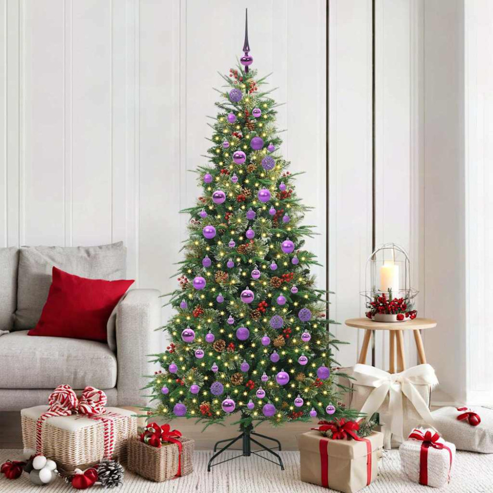 Produktbild för Plast Hingad Julgran med 300 LED-lampor Grön 180 cm PE och PVC