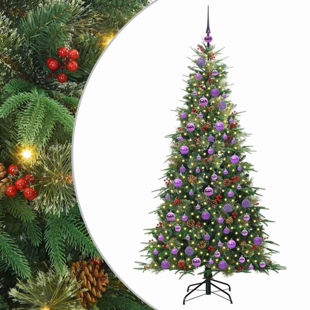 Produktbild för Plast Hingad Julgran med 300 LED-lampor Grön 180 cm PE och PVC