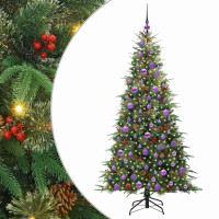 Produktbild för Plast Hingad Julgran med 300 LED-lampor Grön 180 cm PE och PVC
