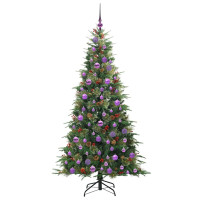 Produktbild för Plast Hingad Julgran med 300 LED-lampor Grön 180 cm PE och PVC