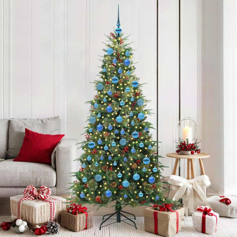 Produktbild för Plast Hingad Julgran med 300 LED-lampor Grön 180 cm PE och PVC