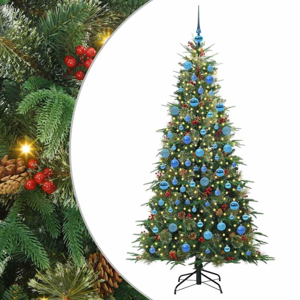Produktbild för Plast Hingad Julgran med 300 LED-lampor Grön 180 cm PE och PVC