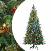 Produktbild för Plast Hingad Julgran med 300 LED-lampor Grön 180 cm PE och PVC