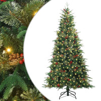 Produktbild för Plast Hingad Julgran med 300 LED-lampor Grön 210 cm PE och PVC
