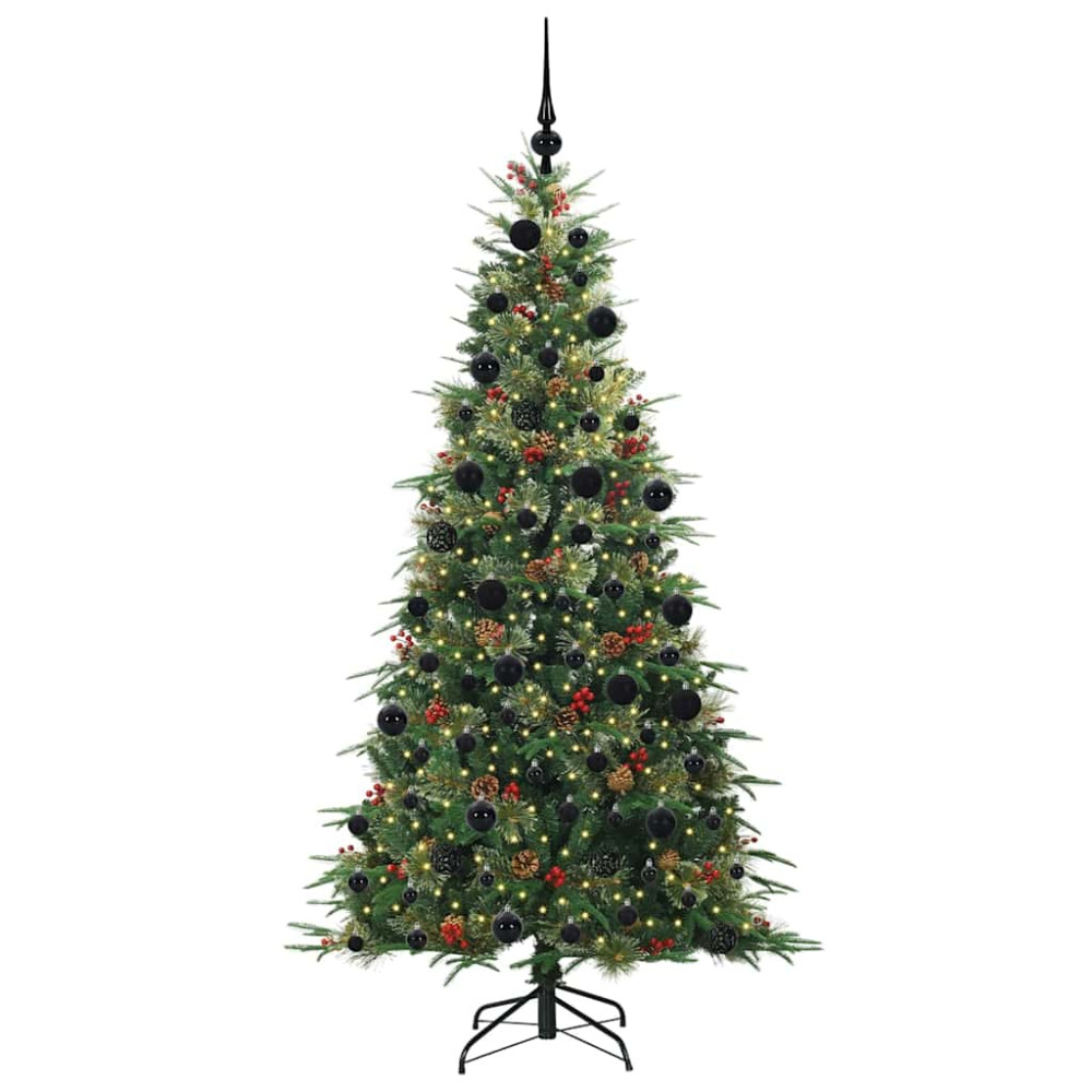 Produktbild för Plast Hingad Julgran med 300 LED-lampor Grön 210 cm PE och PVC