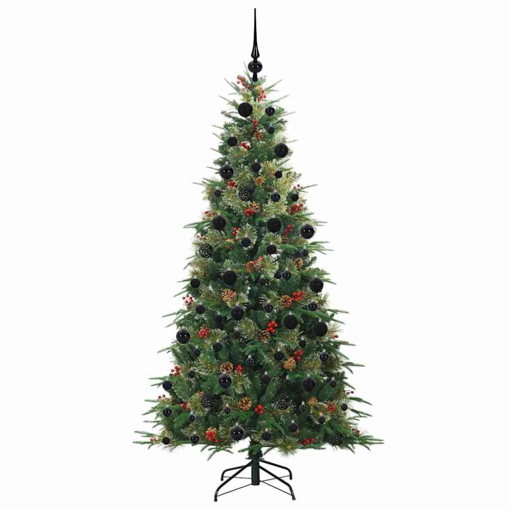 Produktbild för Plast Hingad Julgran med 300 LED-lampor Grön 210 cm PE och PVC