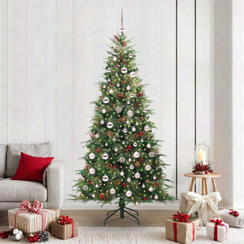 vidaXL Plast Hingad Julgran med 300 LED-lampor Grön 210 cm PE och PVC