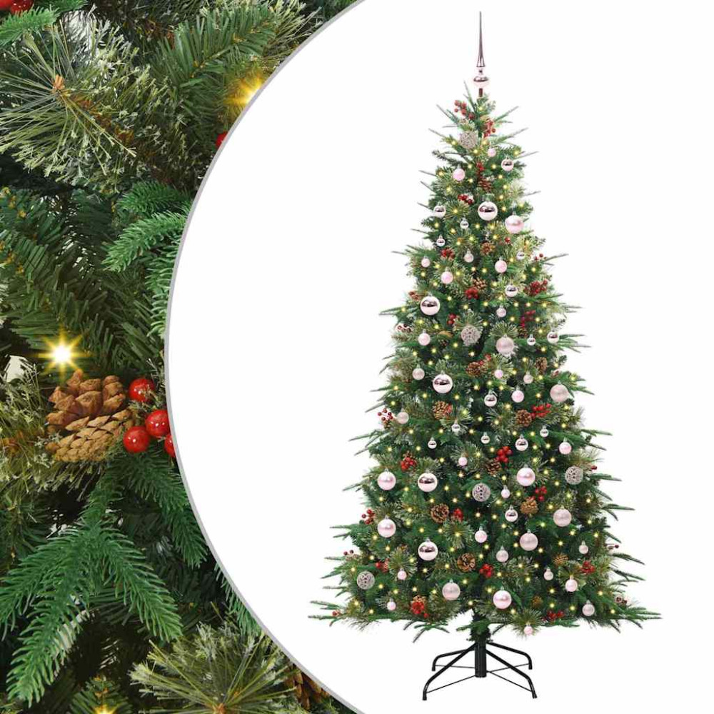 Produktbild för Plast Hingad Julgran med 300 LED-lampor Grön 210 cm PE och PVC