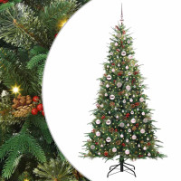 Produktbild för Plast Hingad Julgran med 300 LED-lampor Grön 210 cm PE och PVC