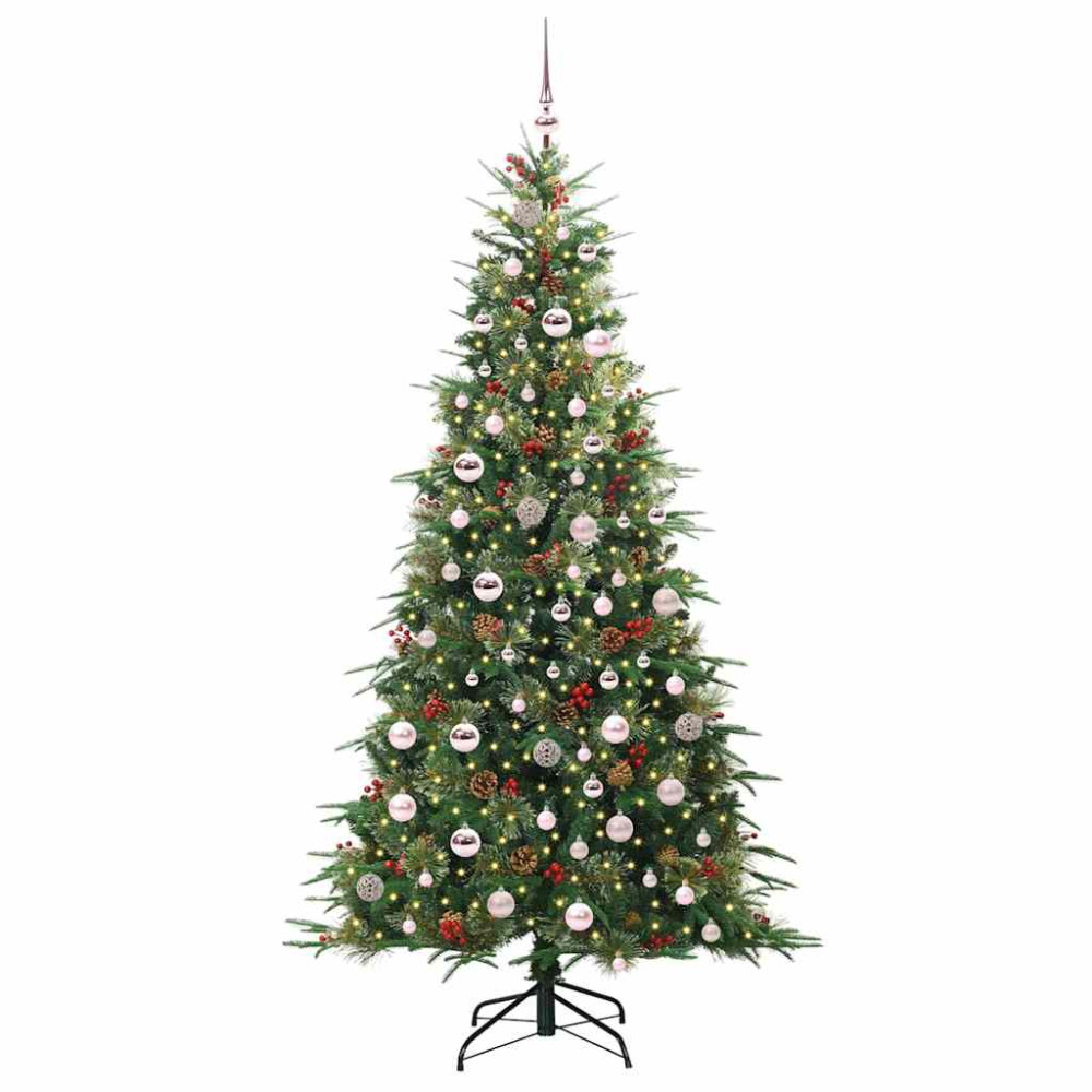 Produktbild för Plast Hingad Julgran med 300 LED-lampor Grön 210 cm PE och PVC