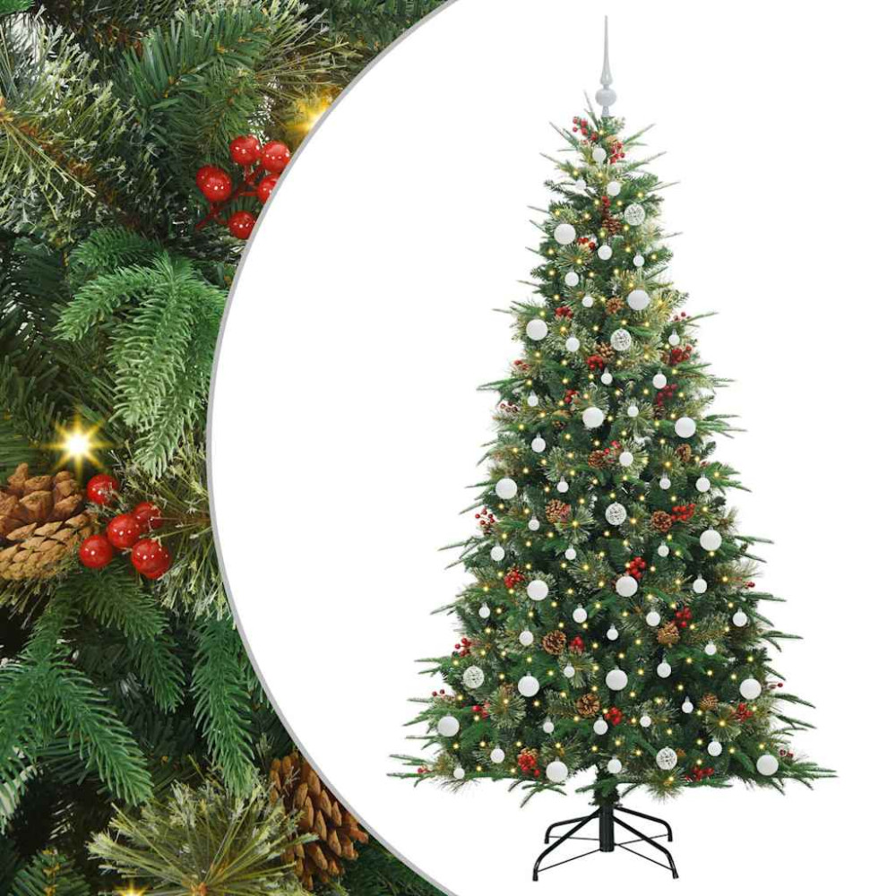 Produktbild för Plast Hingad Julgran med 300 LED-lampor Grön 210 cm PE och PVC