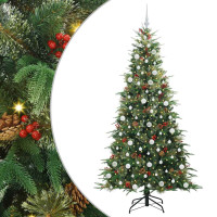 Produktbild för Plast Hingad Julgran med 300 LED-lampor Grön 210 cm PE och PVC