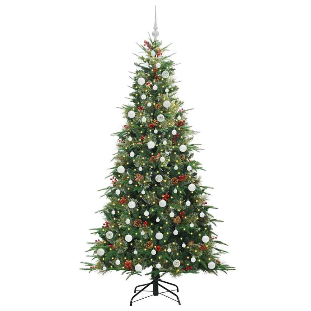 Produktbild för Plast Hingad Julgran med 300 LED-lampor Grön 210 cm PE och PVC