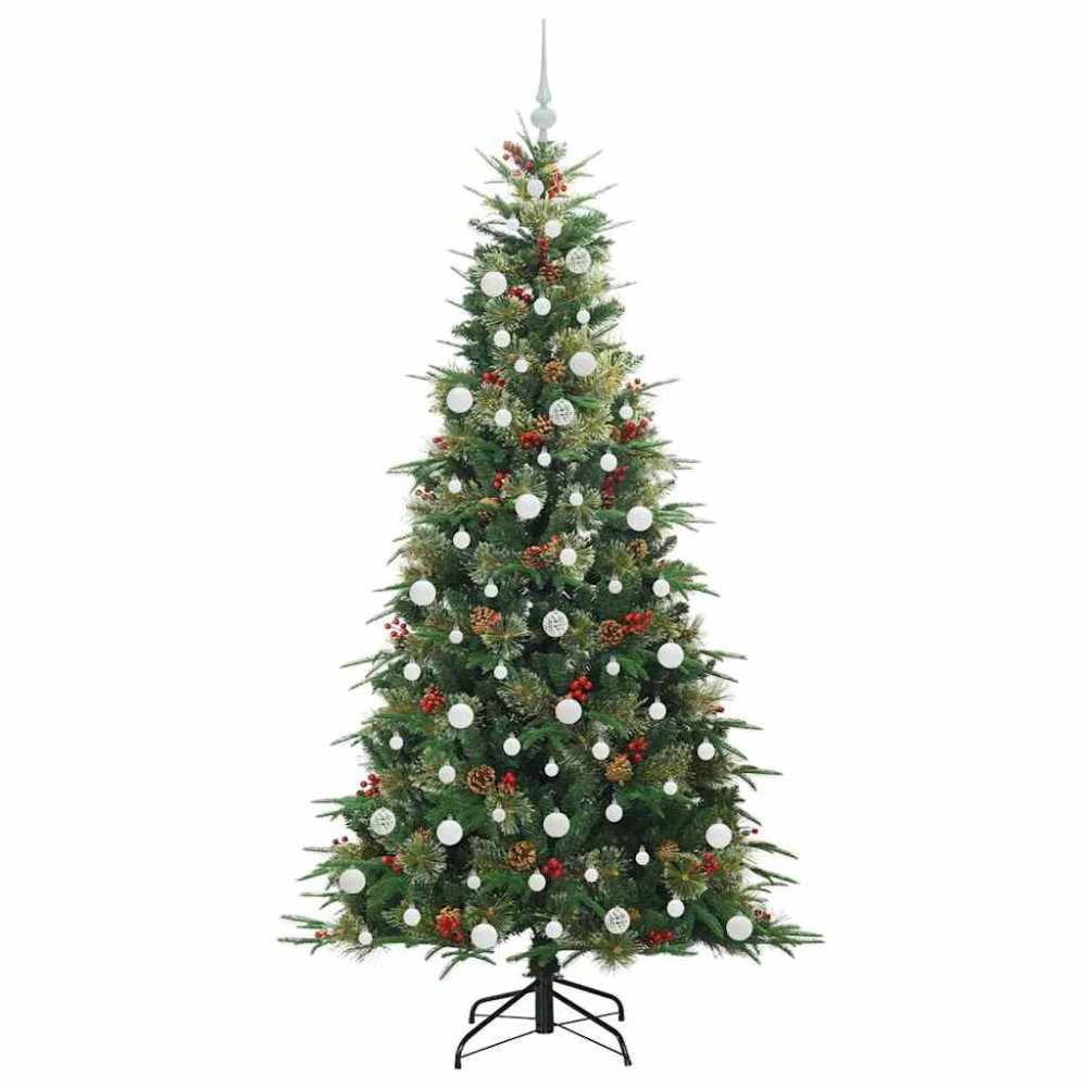 Produktbild för Plast Hingad Julgran med 300 LED-lampor Grön 210 cm PE och PVC