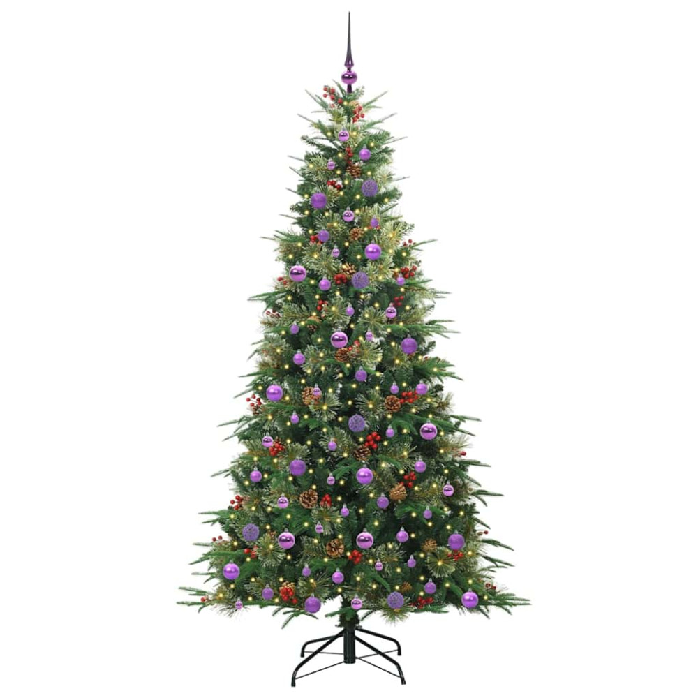 Produktbild för Plast Hingad Julgran med 300 LED-lampor Grön 210 cm PE och PVC