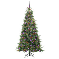 Produktbild för Plast Hingad Julgran med 300 LED-lampor Grön 210 cm PE och PVC